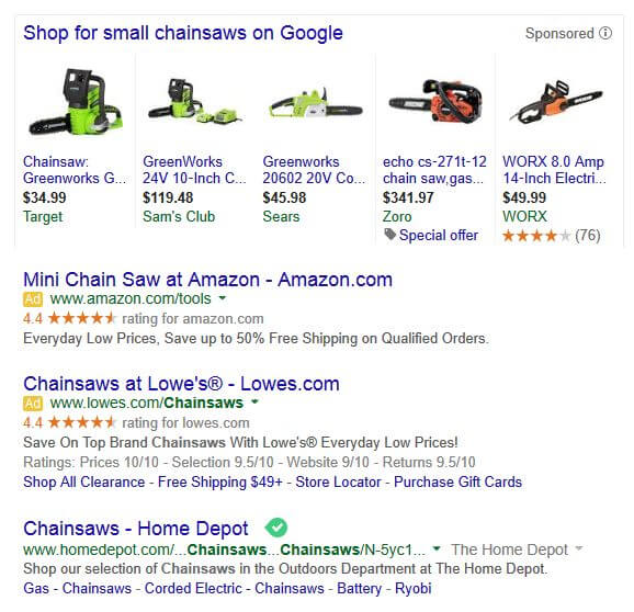 Top 3 Results of "small chainsaws" on google