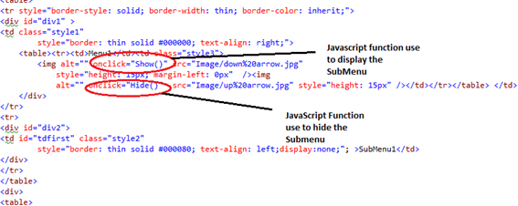 hidden text that is revealed via a click and javascript