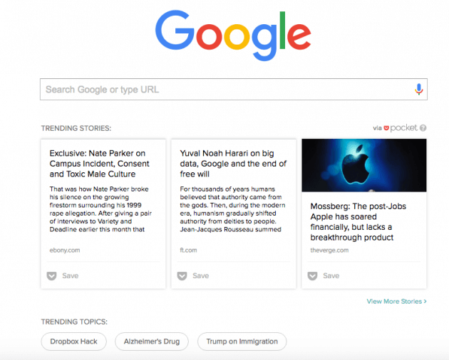 new-feature-of-pocket-displays-trending-topics-on-the-google-homepage